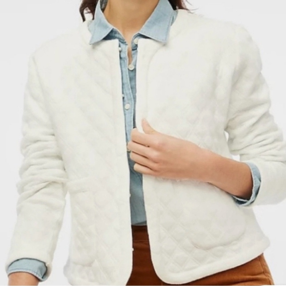 J. Crew Quilted Jacket in Ivory Cream medium